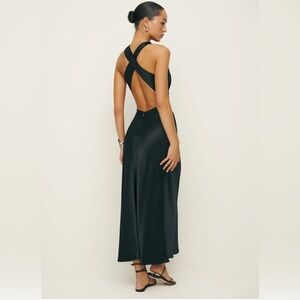 NWT Reformation Casette Silk Dress Black formal wedding party